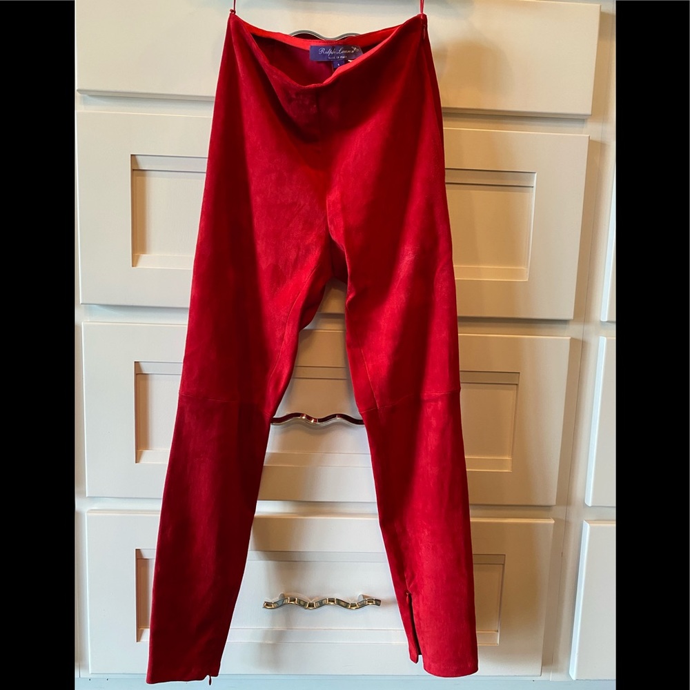 Suede skinny pants